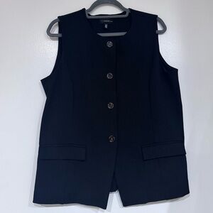 Rafaella Black Sleeveless Button-Front Vest